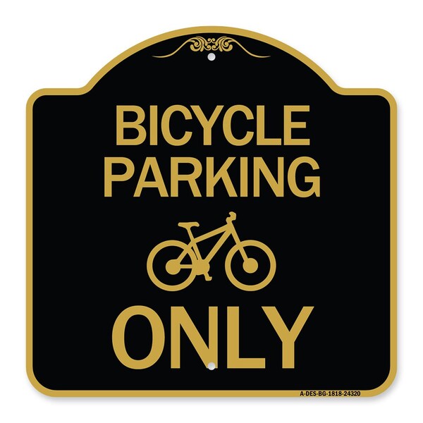 Signmission Bicycle Parking With Graphic, Black & Gold Aluminum Architectural Sign, 18" x 18", BG-1818-24320 A-DES-BG-1818-24320 - main